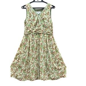 Studio‎ I Petite Women's Dress Size 12P Green Floral Cottagecore Garden Party